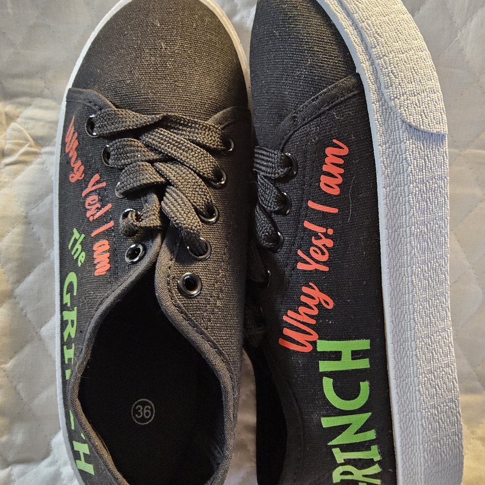 Women's Black Grinch Canvas Sneakers